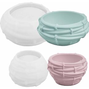 2 PCS Bird Nest Shape Bowl Resin Molds Round Silicone Shape Candle Mould Unique Succulent Planter Mold Storage Container Moulds Casting Plaster Clay Mold for DIY Hand Making Jewelry Trinket Holder
