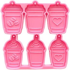 6 Coffee Cups Resin Molds Key Chain Resin Molds for Jewelry Making Silicone Epoxy Molds Earrings Pendant Casting Moulds