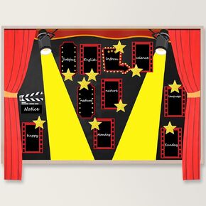 28 Pcs Movie Night Bulletin Board Classroom Decoration Set Red Carpet Party Theme Bulletin Boarders Movie Star Cutouts for Welcome Back to School Classroom Chalkboard Wall Decor Supplies