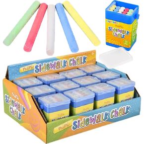 60 Mini Sidewalk Chalk in Bucket, 5 Neon Colors Sidewalk Chalk for Kids, Assorted Colored Mini Chalk Pieces, Perfect For Party Favors, 3.2" Inch (3-Pack, 20 each Pack, Total 60 Pieces)