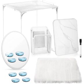 تشمل إكسسوارات Wenqik 10 PCS Locker وملحقات تخزين أدوات الديكور أرفف ، حصيرة أفخم ، مرآة مغناطيسية ، حامل القلم والقلم ، لوحة الرسائل ، مغناطيسات مستديرة (بريق وردي)