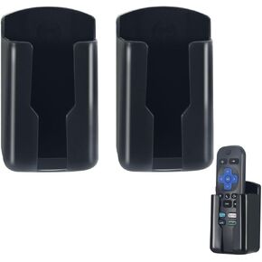 Hole-Free Remote Holder Wall Mount Compatible with Roku,Strong Adhesive Morden Simple Remote Holder Compatible with Roku,Black,2 PCS