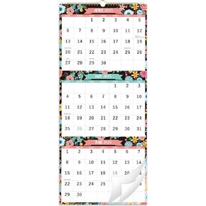 Calendar 2024-2025 - 3 Month Display Wall Calendar (Folded in one Month), 11.3" x 26" (when opened), April 2024 - June 2025, Vertical Calendar
