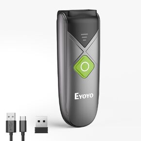 Eyoyo 2D Portable Bluetooth Barcode Scanner, Mini Barcode Reader with Lanyard, 3-in-1 Bluetooth/2.4G Wireless/USB Wired Connection QR Code Scanner, Compatible with iPad, Cell Phones and Tablets