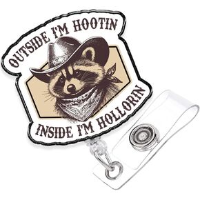 Funny Nurse Badge Reels Retractable Funny Raccoon Badge Holder for Nurse Nursing Accessories Clip for Student Teacher Healthcare RN, Raccoon Lover Gifts