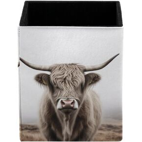 حامل القلم للمكتب ، Highland Cow Daisies Holder Pencies ، Pen Cup Functional Desk Organizer for Office Supplies