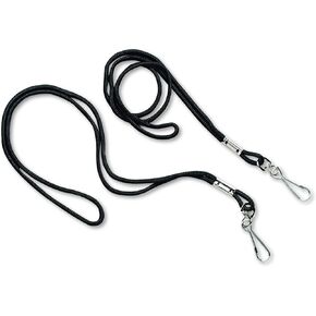 Champion Sports Lanyard, Metal J-Hook Fastener, 20" Long, Black, 12/Pack