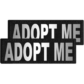 Dogline Adopt Me Vest Patches – Removable Adopt Me Patch 2-Pack with Reflective Printed Letters for Support Dog Vest Harness Collar or Leash Large/X-Large