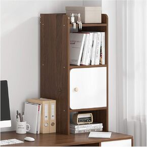 Standing Bookcase Counter Top Bookcase 3-Tier Wood Bookshelf Save Space Countertop Storage Display Rack Desk Organizer，L 10.6"×D 6.7"×H 31.5" Desktop Book Stand(B)