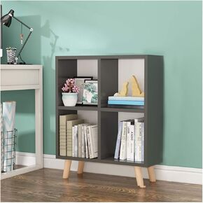 Standing Bookcase 2-Tier Open Shelf Bookcase Wood Standing Bookshelf Modern Office Bookcases, 27.1" Lx11.8 D X 31" H Desktop Book Stand(A)