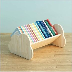 Standing Bookcase Cute Bookshelf Wooden Tilted Desktop Decorative Storage Organizer Display Bookshelf Very Suitable for Children and Students Desktop Book Stand(B)