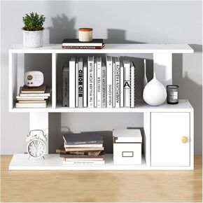 Standing Bookcase Wood Desktop Bookshelf Desktop Organizer Office Storage Rack Wood Display Shelf - Free Style Display 2-Shelf Stand Shelf Rack Assembled Bookcase Desktop Book Stand(A,Small)