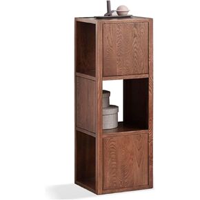 Standing Bookcase Simply Modern 3-Tier Book Shelf Wooden Open Shelf Corner Bookcase Furniture，L13.8×W 13.8"×39.8" H Desktop Book Stand(B)