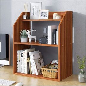 Standing Bookcase Desktop Bookshelf Office Shelves Desktop Organizer Home Bedroom Small Storage Rack Simple Multi-Layer Bookcase, 20.1"×7.9"×23.6" Desktop Book Stand(A)