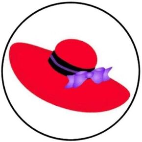 48 pcs RED HAT Purple Dress​​​​​​​​​​​​ Stickers Envelope Seals Labels Round Tags, Stamps Sticker for Gift Cards, Envelopes, Boxes for Holiday, Birthday, Christmas