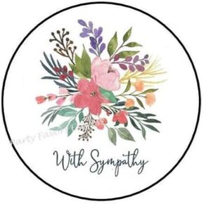 30 Pcs 1.5" Inch Floral Sympathy Stickers - Envelope Seals & Labels