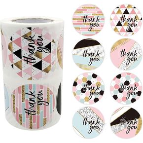 2 Inch Thank You Stickers, Pink Self-Adhesive, Creative Design Thank You for Support My Small Business/Your Order Stickers for Packaging, Envelopes, Christmas Gift Decor, 500 Pcs