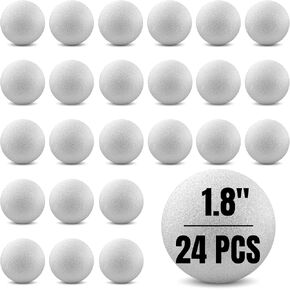 Round Foam Balls for Crafts - 1.8-Inch White Craft Foam (XPS) for Arts Small Foam Balls for School Projects and DIY Crafts - Round Balls - 24 Pack of Foam Craft Spheres - Hygloss