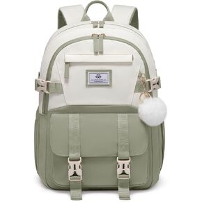 LOVEVOOK School Backpack for Teen Girls, Bookbag for 10-16 Student, Back to School Cute Kids Backpack, Middle High College Backpack Purse with Large Cup Holder for Travel Fit 15.6" Laptop, Khaki-Beige