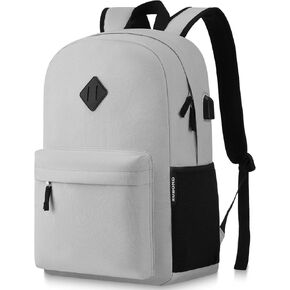 Unisex Black Backpack for School & Travel - Lightweight Laptop Backpack with USB Port Fits 15.6 Inch Notebook, Water Bottle Pocket - Ideal for Teens, College Students, Adults