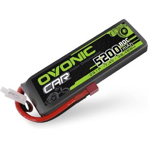 OVONIC Lipo Battery 7.4V 80C 5200mAh 2S RC Battery Hard Case Dean-Style T Plug with Housing for 1/8 1/10 RC Vehicles RC Car RC Truck Tank RC Buggy Truggy RC Airplane UAV Drone