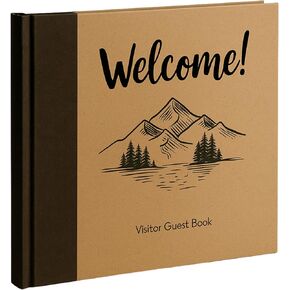 Paper 'n Such Cabin Guest Book for Vacation Homes and Short Term Rentals -Kraft Hardcover - Airbnb Essentials for Hosts- Visitor Sign in Journal Guesthouse Welcome Log