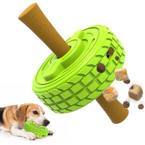 DFQ Tough Tire Chew Toy for Dogs,Interactive Treat Dispenser with Licking Zone and Stick Slot,Built for Power Chewers and Boredom Relief