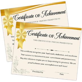 Gold Certificate of Achievement, 25 Pcs Medals Certificate of Completion, Award Certificates for School Students Teachers Employees, End of Year Ceremony Party Decorations Supplies -05