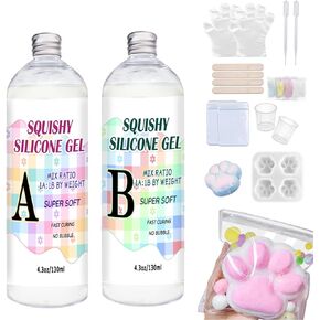OOTDART Squishy Making Kit, Complete DIY Silicone Rubber Set with Cat’s Paw Mold, Ideal for Various Creative Crafts and Stress Relief (8.6, Ounces)