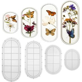 4 Pcs Oval Resin Tray Mold Set 12'', 9'', 7'', 5.7'' Resin Tray Molds Silicone Trays Mold for Epoxy Resinn Clay Gypsum Jewelry Holder Trinket Trays Silicone Coaster Molds DIY Projects
