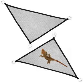 2Pcs Bearded Dragon Lizard Hammock, Black Breathable Mesh Reptile Hammock, Bearded Dragons Tank Accessories for Lguanas Axolotls Anoles Geckos Snakes Chameleon Triangle Bed