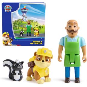 PAW Patrol Rubble & Mr. Porter Figure Pack with Skunk Toy Figure, Kids Toys for Boys & Girls Ages 3 and Up