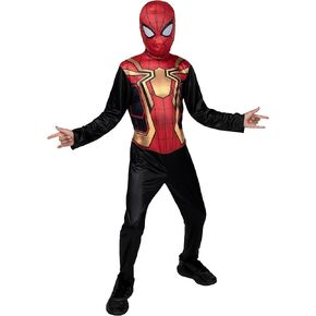 Marvel Integrated Spider-Man Official Youth Halloween Costume - Premium Quality Printed Jumpsuit with Pull On Fabric Mask