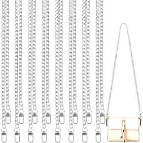Purse Chain Strap 8-Pack, 47" Wallet Chain DIY Flat Iron Crossbody & Shoulder Replacement Straps with Metal Buckles