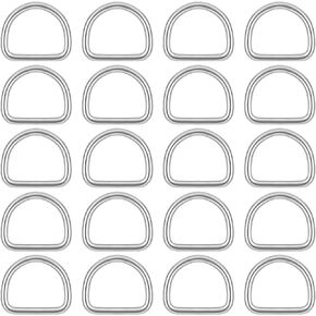 20Pcs D Rings 3/4" Stainless Steel Rings Silver Small Heavy Duty D Ring for Dog Collars, Backpacks, Purse, Handbag, Webbing Straps