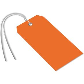 SmartSign Pack of 100 Green Plastic Tags with Wires, 4.75 x 2.375 inch, Metal Eyelet, 10 mil Tear-Proof Polylith Plastic Size-5, Writable