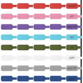 40 Pcs Cable Labels Tags, Write on Cord Labels Tags for Wires Organizing and Identification Reusable Cable Cord Label Tag with Assorted Colors, 1.57"X0.78"