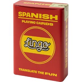 Lingo Spanish Playing Cards in Wayfarer Tin Box | Travel Flashcards | Learn Spanish Vocabulary in A Fun & Easy Way | 52 Essential Translations