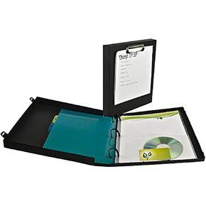 UniKeep 3 Ring Binder with Clipboard - Black - Fully Enclosed Binder - 1.5 Inch Spine - Without Clear Outer Overlay - Pack of 3 Binders