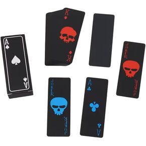 WES Mini Plastic Playing Cards – Compact, Lightweight, Travel-Friendly, Spooky Design, Unique Gift Idea, Perfect for Game Night Fun, 1 Deck (Blue & Red)
