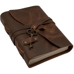 Leather Journal with Lock – 7"x5" with 240 pages Vintage Handmade Notebook for Men & Women, Daily Diary, Travel Scrapbook, Refillable Rustic Brown Writing Notebook