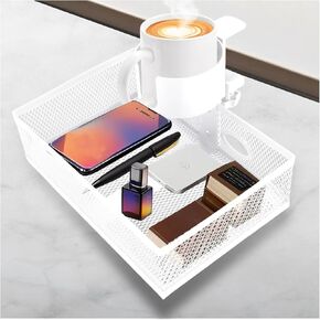 Gugxiom 360 Under Desk Organizer With Cup Holder, Hidden Storage Drawer, Sturdy C-Clamp for Home Office (White)