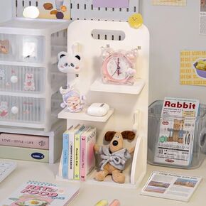 Cute Kpop Desk Organizer with Drawers Kpop Photocard Binder Cute Kawaii Desk Accessories Cute Stationary Dorm (White Large)