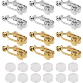 24-Piece Clip-On Earring Converter Kit with Comfort Pads, No Piercing Needed, Gold & Silver
