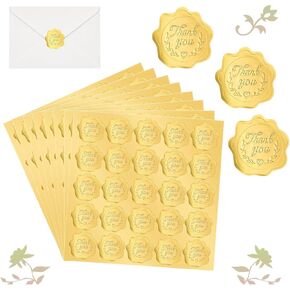 200PCS Gold Envelope Seals with Heart, Self-Adhesive Gold Foil Stickers Heart Envelope Embosser Stickers Thank-You-Sticker
