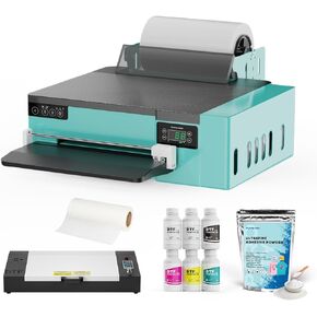 Punehod DTF Printer XP600 جهاز طباعة نقل مباشرة إلى طابعة الفيلم مع نظام تداول الحبر الأبيض لـ A4 Size DIY Print T-Shirt (XP600 Machine+Roll Film+6x250ml Ink+Oven)