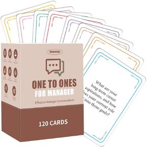 Manager One-to-One Cards, 120 Conversation Prompts Cards for Effective Manager Check-ins, 8 Key Categories for Morning Meeting Coaching Team Building, Practical Tools for New & Experienced Managers
