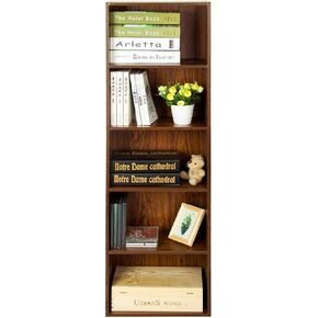 Standing Bookcase Bookshelf 5-Tier Wooden Bookcase Shelving Display Storage Wood Shelf Shelves Unit-Stackable - Freestanding Bookcases Desktop Book Stand(A)