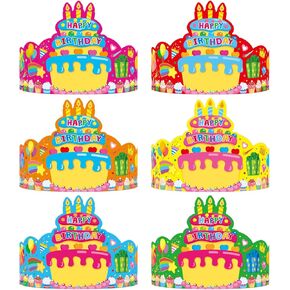 36 Pack Birthday Crowns for Kids Colorful Paper Party Hats Birthday Crown Set for Teachers Students Classroom(6 Colors)