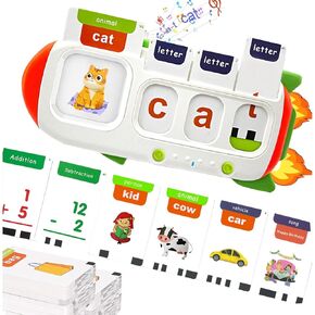 Phonics Flash Cards for Kids 3-8 - Learn to Read, Letter Sounds & Word Blending, Master Math Challenge- Homeschool Classroom Phonemic Awareness Toy, Preschool Kindergarten Learning Activities Gift